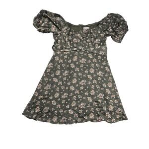 Altar'd State Floral Midi Zipper Puffy Shoulder Dress  Size XL